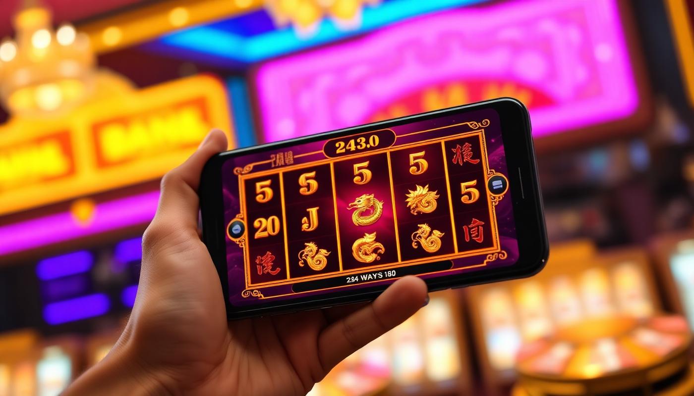 Filipino player spinning the 5 Dragons Gold slot on a mobile phone at IQ777
